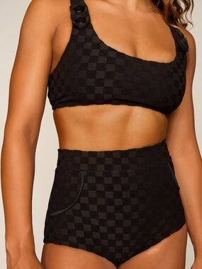 Seea Black Textured Georgia Bikini Top — Night Check spring 2023